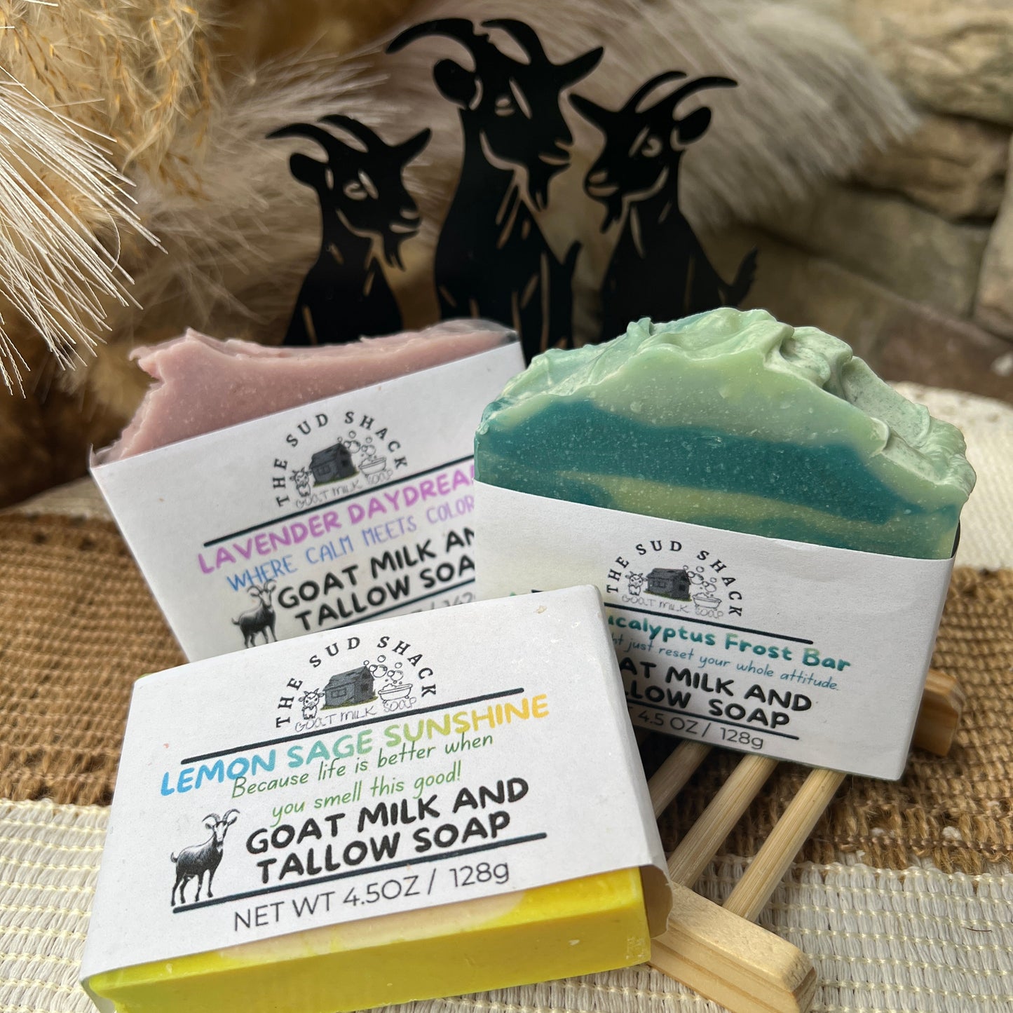 Mint & Eucalyptus Frost Bar- Mint & Eucalyptus scented Goat Milk and Tallow Soap