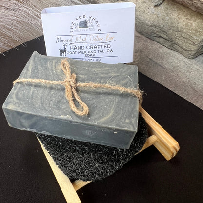 Mineral Mud Detox Bar- Lavender, Roman Chamomile, and Frankincense essential oils Goat Milk + Tallow Soap